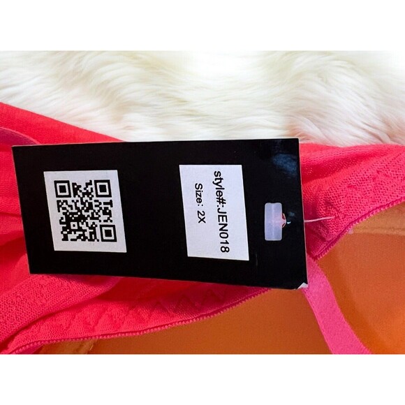 Just Sexy Padded Cup Babydoll And Thong Lace Center Contrast Coral/Orange New 2X - Picture 5 of 7